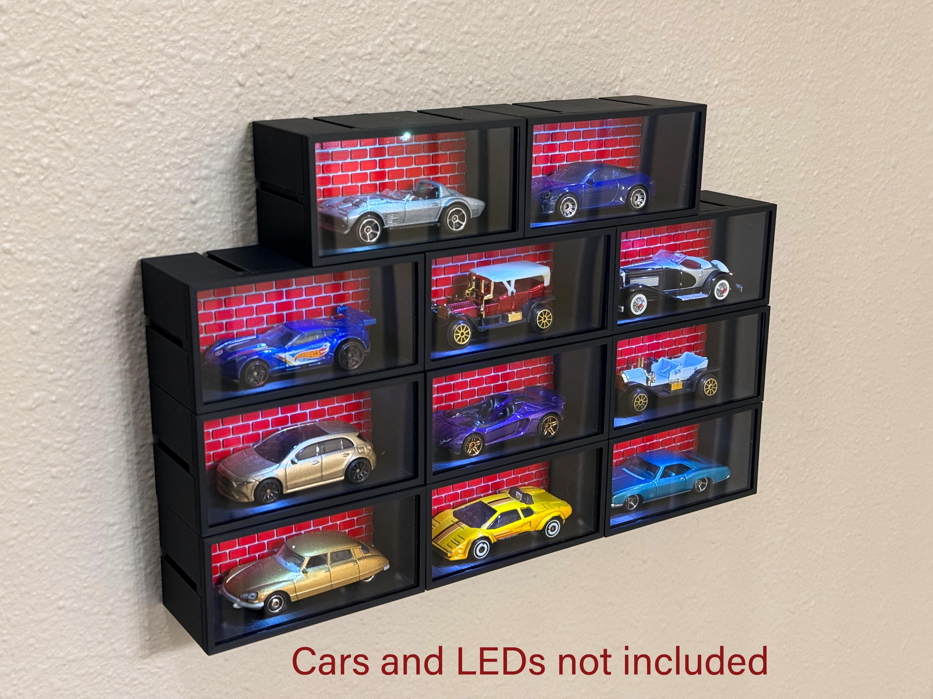 Deluxe Enclosed 1:64 Scale Toy Car Display System with Custom 3D Backdrop! -- Dust Proof Collectors Edition --