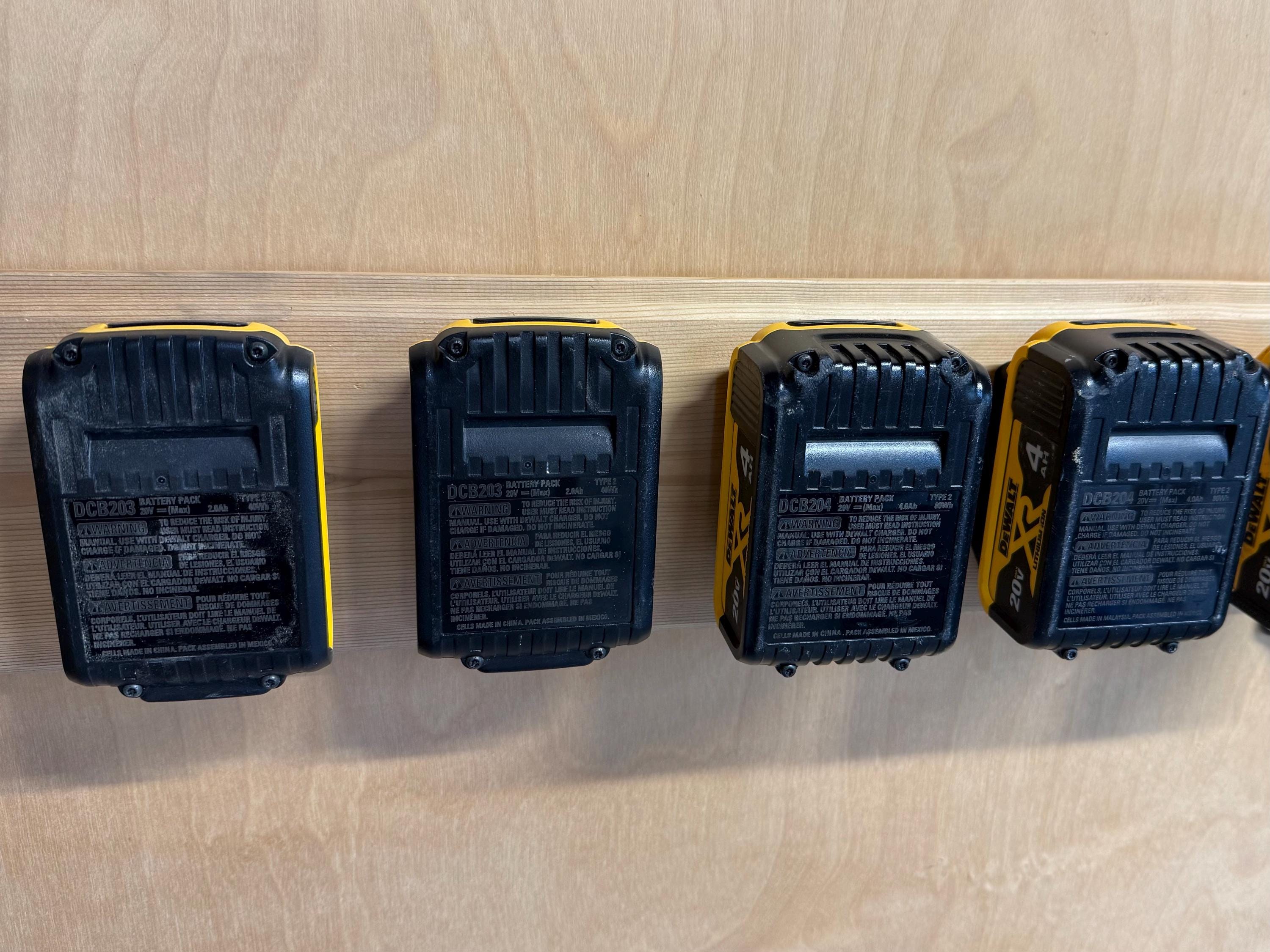 Pro-Grade Battery Mounts for DeWalt 20V/60V - Secure Wall & Under-Shelf Storage