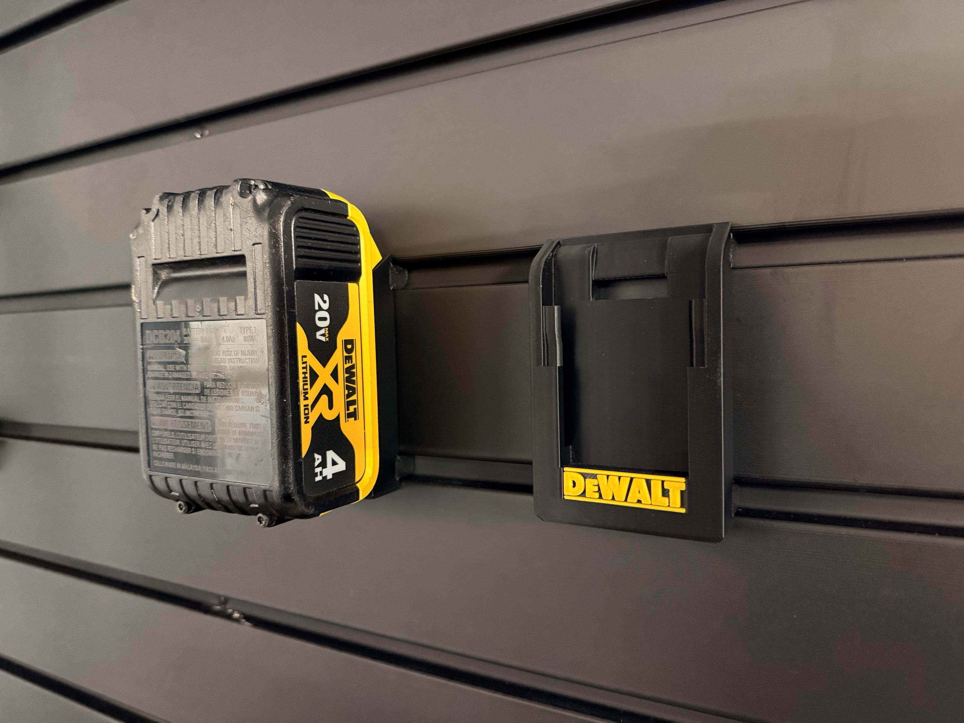 Battery Mounts for DeWalt 20V/60V MAX FlexVolt - Secure Storage for Slat Wall systems