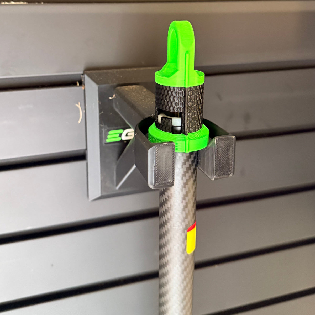 EGO Multi-Head attachment hook mounted on PartForge EGO pole tool mount