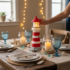 Nautical LED Lighthouse Decor | Tabletop Centerpiece | 9.5 inch