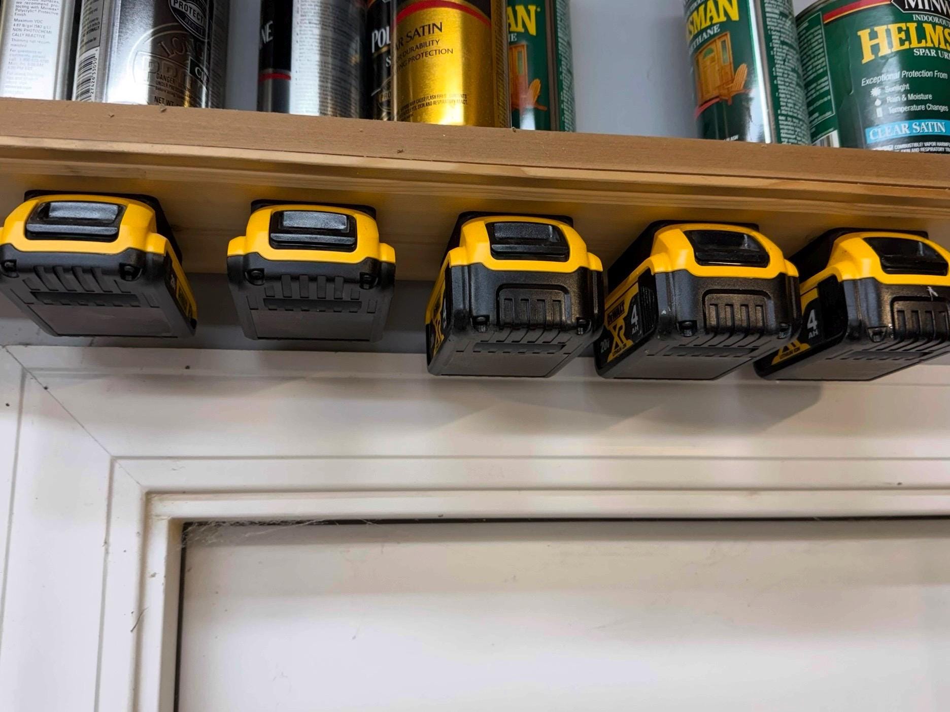 Pro-Grade Battery Mounts for DeWalt 20V/60V - Secure Wall & Under-Shelf Storage