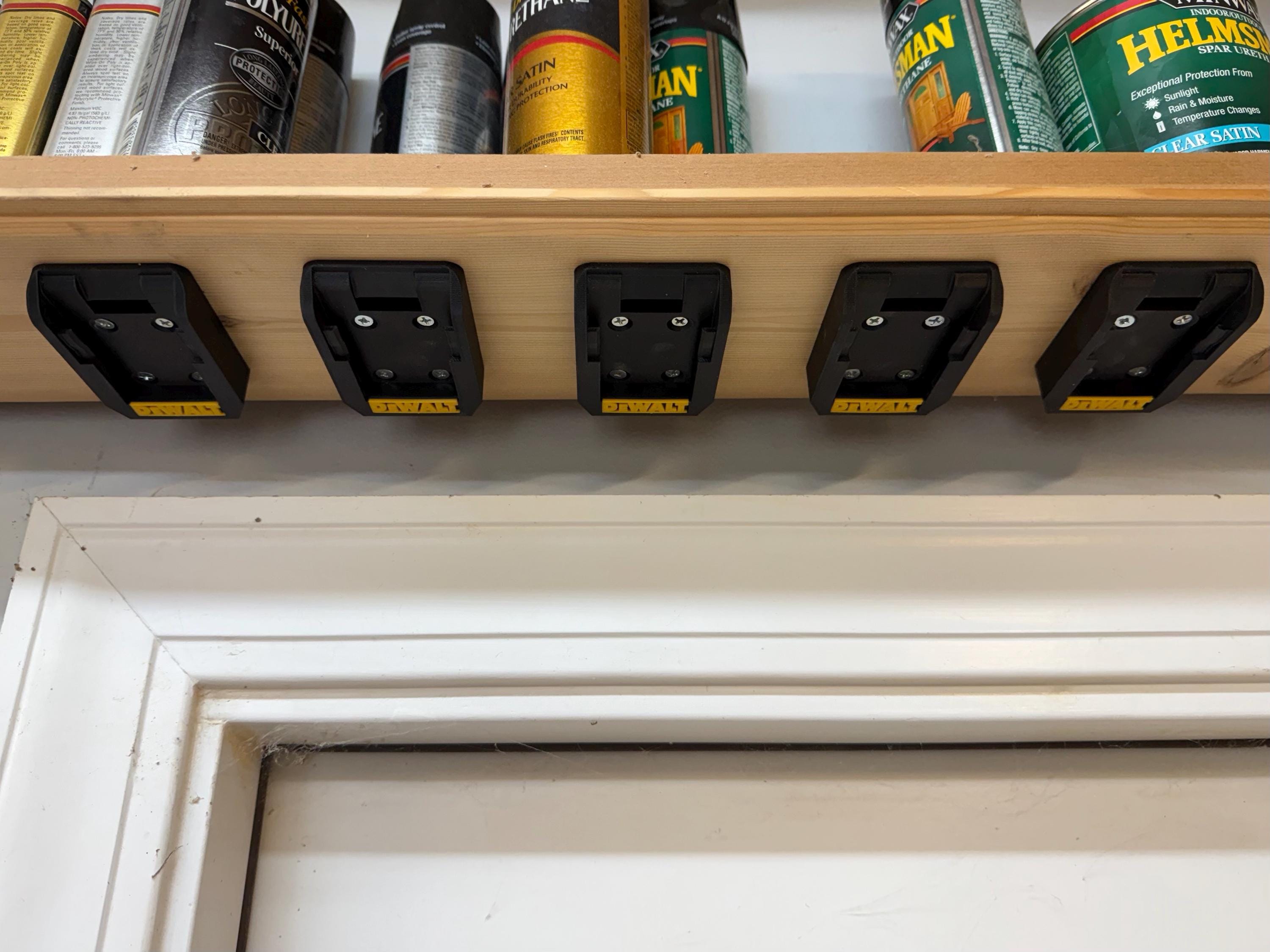 Pro-Grade Battery Mounts for DeWalt 20V/60V - Secure Wall & Under-Shelf Storage